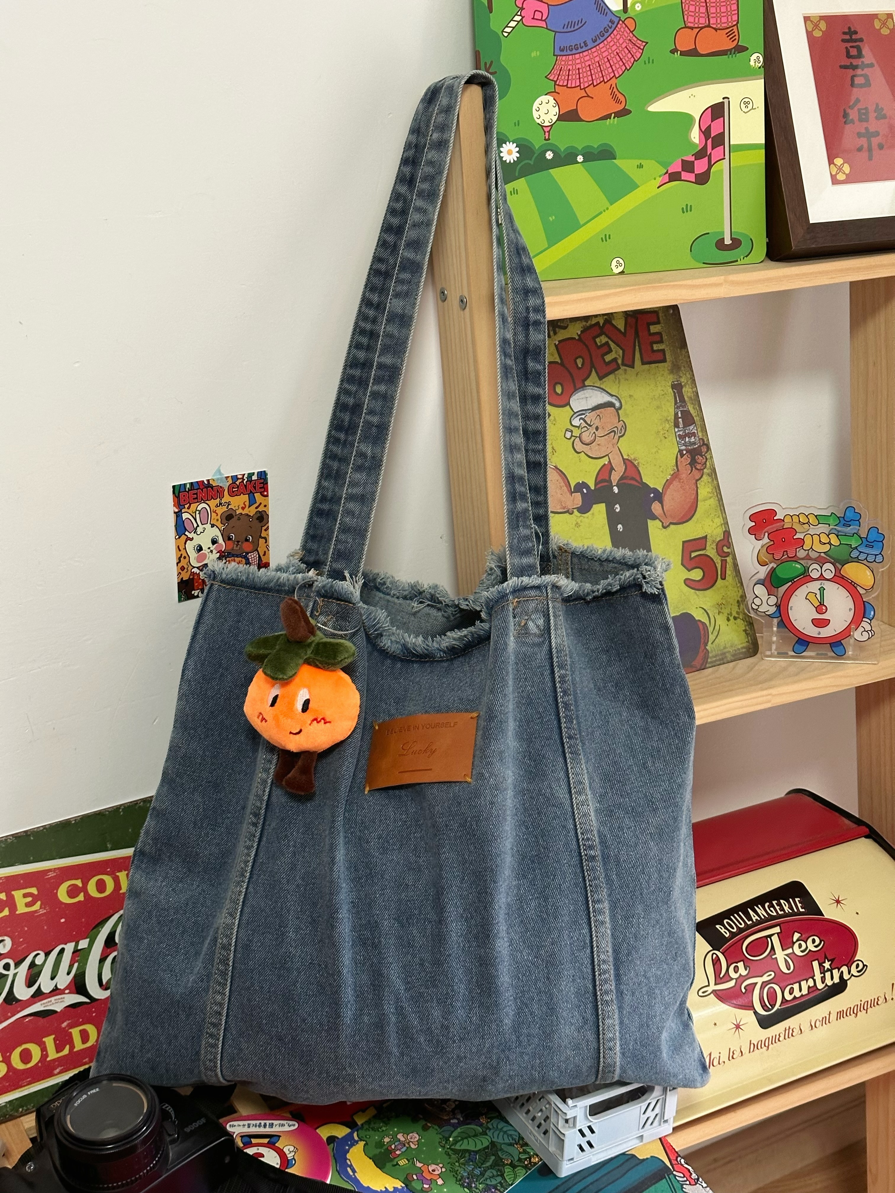 Versatile Single-Shoulder Denim Tote Bag for Women - Large Capacity Retro Korean Style Commuter Bag for Spring and Summer