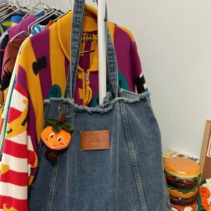 Versatile Single-Shoulder Denim Tote Bag for Women - Large Capacity Retro Korean Style Commuter Bag for Spring and Summer