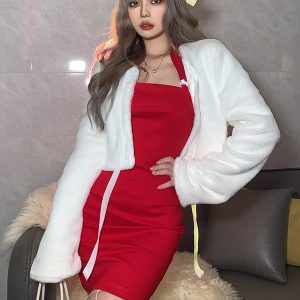 Versatile White Fuzzy Tie Cardigan - Long Sleeve Short Jacket for Stylish Layering - Perfect for Fall and Winter Fashion