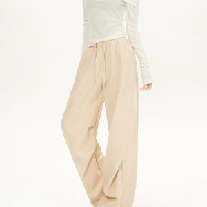 Vertical Striped Blue Casual Wide-Leg Pants for Women - Summer Loose Fit Sports Style, Trendy & Stylish Fashion