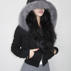 Vintage American Letter Embroidery Fleece Hoodie Women's Zipper Cardigan Loose Fur Coat, 90s Inspired Fashion Outerwear