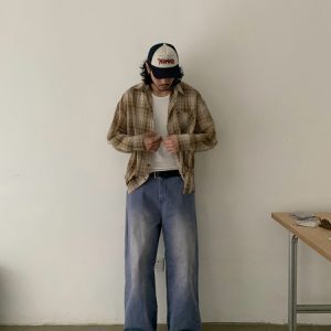 Vintage American Retro Distressed Ink-Splash Cargo Pants for Men and Women - Straight Loose Fit, Y2K Style, Fashionable Workwear