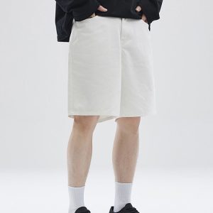 Vintage American Retro Summer Straight-Leg Five-Point Shorts for Men - Casual Versatile Niche Couples Style