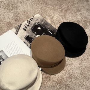 Vintage Black Wool Felt Newsboy Cap for Women - Autumn Winter Equestrian Octagonal Beret Style Hat