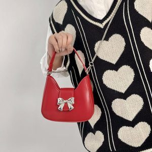 Vintage Bow Chain Crossbody Bag for Women - Exquisite Handheld Small Bag in Niche Design, Perfect for 2025 Trends