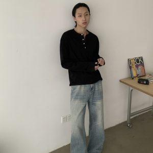 Vintage Clean Fit Washed Straight Bootcut Jeans for Unisex - Trendy Casual Denim Pants