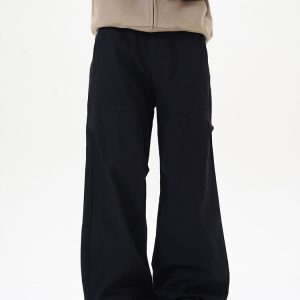 Vintage Cleanfit Cargo Pants with Pleats for Men and Women, Loose Casual Long Trousers, Y2K Style, 90s Inspired Fashion