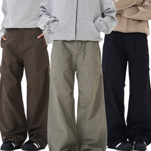 Vintage Cleanfit Cargo Pants with Pleats for Men and Women, Loose Casual Long Trousers, Y2K Style, 90s Inspired Fashion
