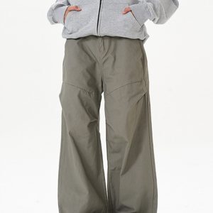 Vintage Cleanfit Cargo Pants with Pleats for Men and Women, Loose Casual Long Trousers, Y2K Style, 90s Inspired Fashion