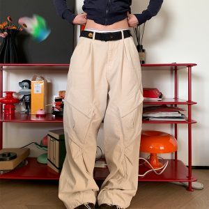 Vintage Corduroy Cargo Pants for Men and Women, Loose Fit, Casual Straight Leg, Wide Leg with Large Pockets, 90s Style
