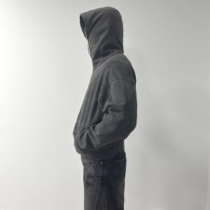 Vintage Dirty Wash Zipper Hoodie - Short Boxy Fit, Relaxed Streetwear Style, Retro Vagrancy Design, Trendy Urban Fashion