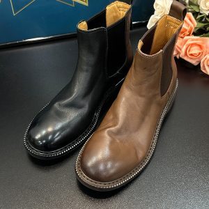 Vintage Distressed Brown Chelsea Boots - Genuine Leather Short Thick-Soled Martin Style for Autumn Winter Street Style