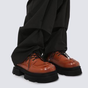 Vintage Distressed Genuine Leather Small Shoes for Women – Slimming Height-Increasing Thick-Soled Footwear for Spring/Summer 2025
