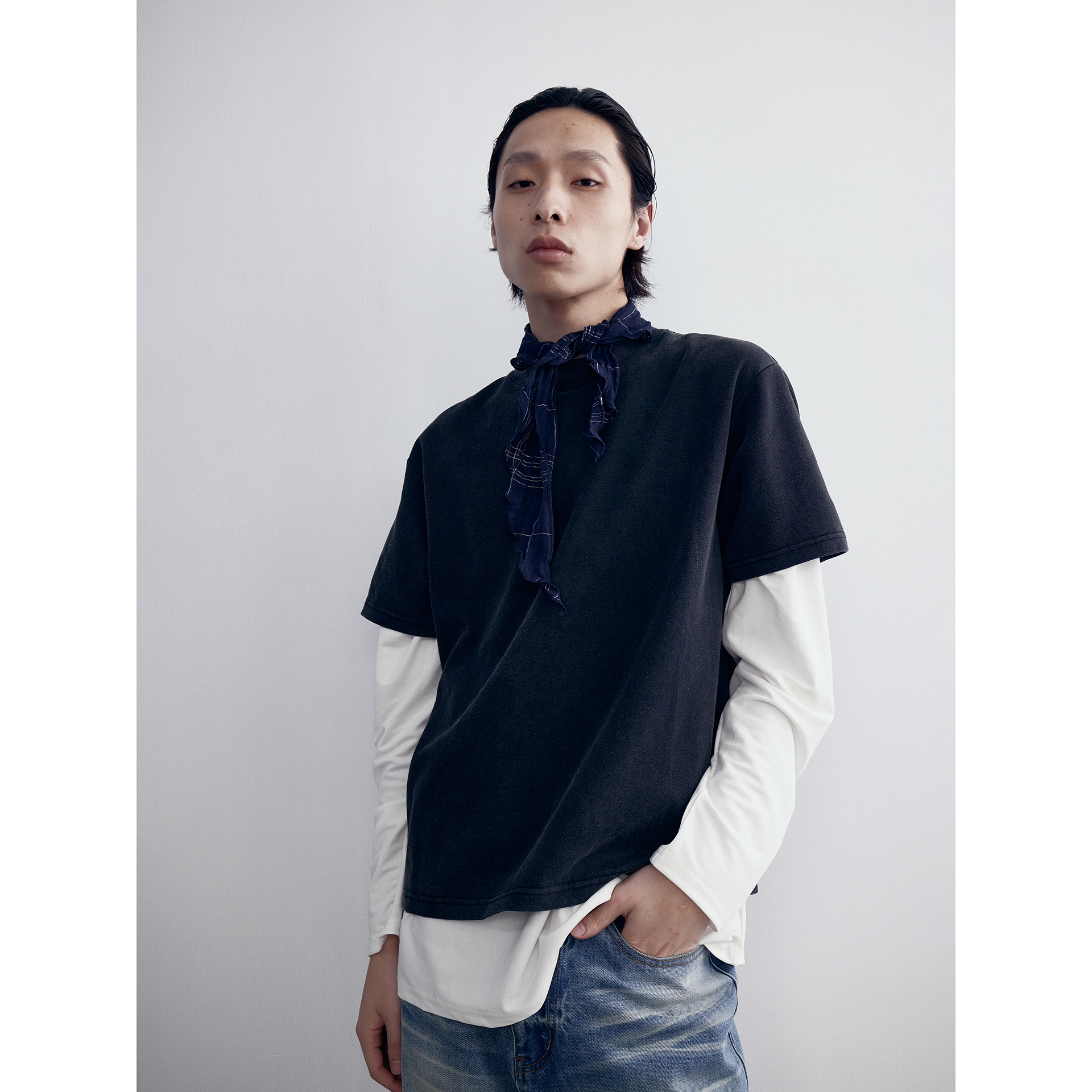 Vintage Double-Sided Liquid Nitrogen Loose T-Shirt - Unisex Boxy Fit American Streetwear 230G