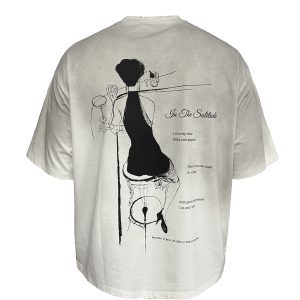 Vintage Drunken Girl Tee - Distressed Short Sleeve T-Shirt - Dirty Dyed Ice Feel Fabric - Retro Y2K Style