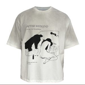 Vintage Drunken Girl Tee - Distressed Short Sleeve T-Shirt - Dirty Dyed Ice Feel Fabric - Retro Y2K Style