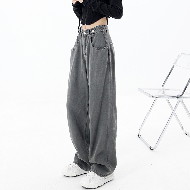 Vintage Fleece Wide Leg Jeans for Women - Low Waist Loose Straight Leg Casual Pants for Autumn and Winter Fashion