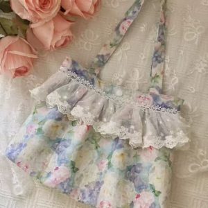 Vintage Floral Lace Trim Handbag - 2025 Country Style Casual Shoulder Bag for Commuting, Versatile Everyday Use