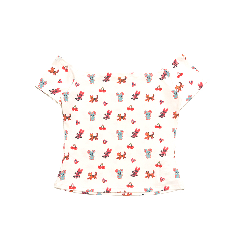 Vintage Floral One-Shoulder T-Shirt – Original Design, Retro Style, Perfect for Y2K Fashion Lovers