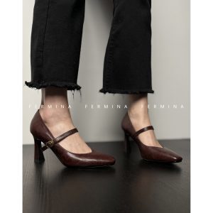 Vintage French High Heel Thin Strap Mary Jane Shoes - Elegant Flats for Spring 2024, Chic Retro Style