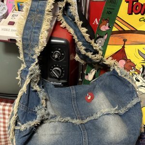 Vintage Handmade Denim Bag - Retro Large-Capacity Women's Casual Commuter Tote - Trendy Niche Style
