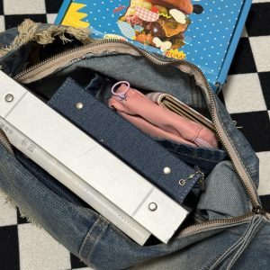 Vintage Handmade Denim Bag - Retro Large-Capacity Women's Casual Commuter Tote - Trendy Niche Style