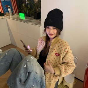 Vintage Heart Lamb Wool Warm Cotton Jacket for Women - Thickened Stand Collar Loose Short Coat - Autumn Winter 2024 Fashion
