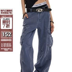 Vintage Heavy Industrial Retro Cargo Pants for Men and Women | Distressed Wide-Leg Casual Style | Y2K American Fashion