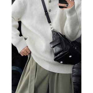 Vintage High Neck Knitted Sweater for Men - 2024 Autumn/Winter Lazy Style Solid Color Top, Versatile Fashion Essential