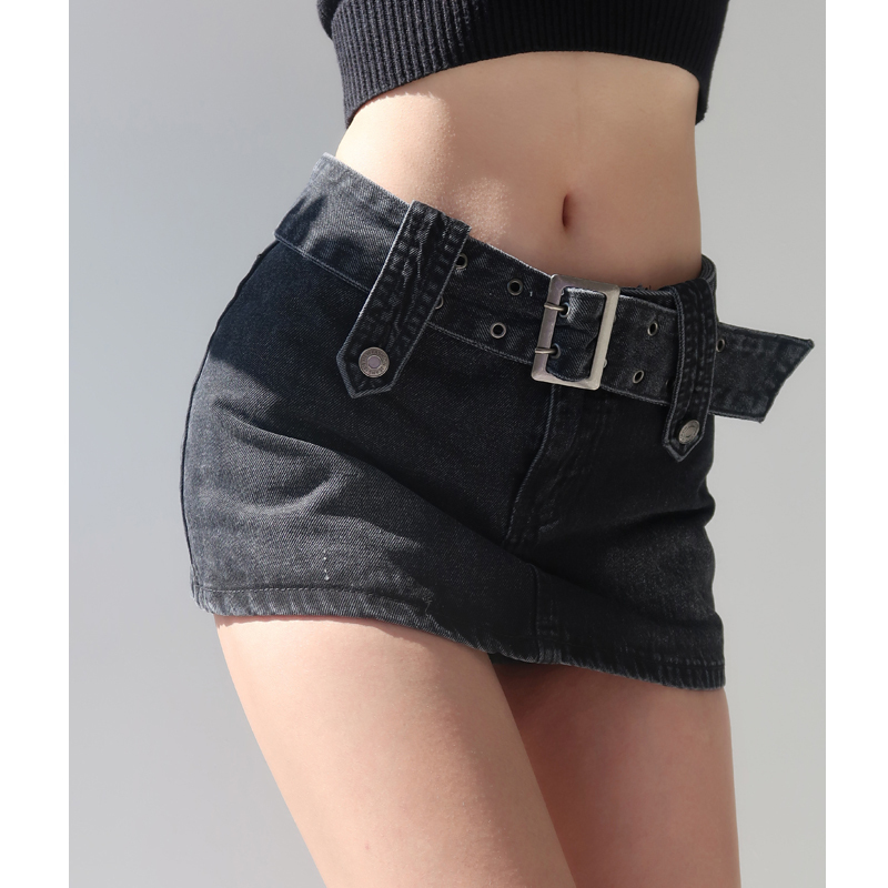 Vintage High-Waisted Denim Skirt Shorts for Women, Body-Hugging Ultra-Short Hot Pants, Anti-Exposure Mini Skirt, Summer Fashion
