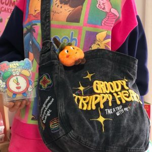 Vintage-Inspired Large Capacity Denim Women's Bag - Retro Commuter Style, Japanese Design, Trendy for Students and Daily Use