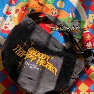 Vintage-Inspired Large Capacity Denim Women's Bag - Retro Commuter Style, Japanese Design, Trendy for Students and Daily Use