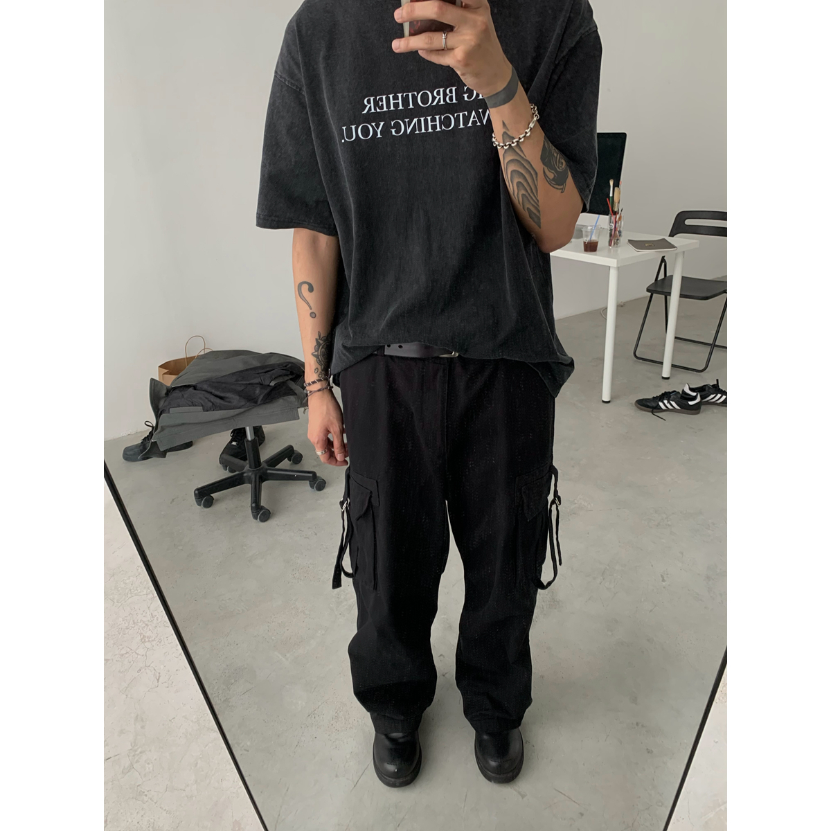 Vintage Loose-Fit Streetwear Cargo Pants for Men - Japanese Straight-Leg American Work Style, Casual 90s Vibe