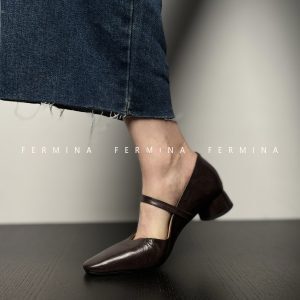 Vintage Low-Cut One-Strap Mary Jane Shoes for Women - Chunky Heel Small Leather Spring 2024 Footwear