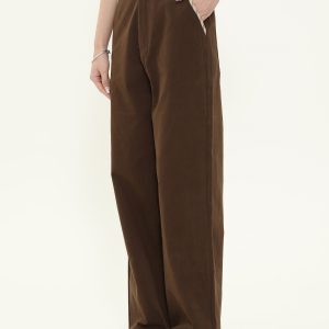 Vintage Maillard Bear Embroidery Loose Straight Leg Pants for Women, Casual Spring Autumn Versatile Fashion Trousers