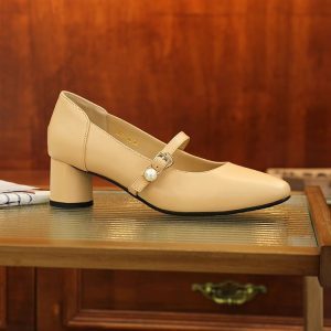 Vintage One-Strap Mary Jane Women's Shoes - 5cm Mid Chunky Heel, Genuine Leather, Soft Round Toe, 2025 Autumn Style