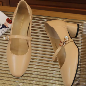Vintage One-Strap Mary Jane Women's Shoes - 5cm Mid Chunky Heel, Genuine Leather, Soft Round Toe, 2025 Autumn Style