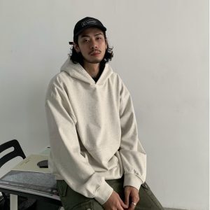 Vintage Oversized Washed Distressed Drop-Shoulder Hooded Sweatshirt for Men - Trendy American Style