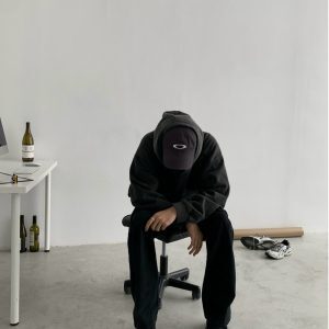 Vintage Oversized Washed Distressed Drop-Shoulder Hooded Sweatshirt for Men - Trendy American Style