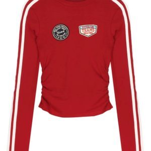 Vintage Red Long-Sleeve Cropped T-Shirt for Women - Spicy Girl Dancing American Hip-Hop Jazz Style, Trendy Y2K Fashion Top