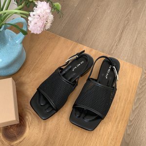 Vintage Roman Sandals for Women, One-Strap Square Toe, 2025 Summer Style, Perfect for Skirts, Chic and Elegant Footwear