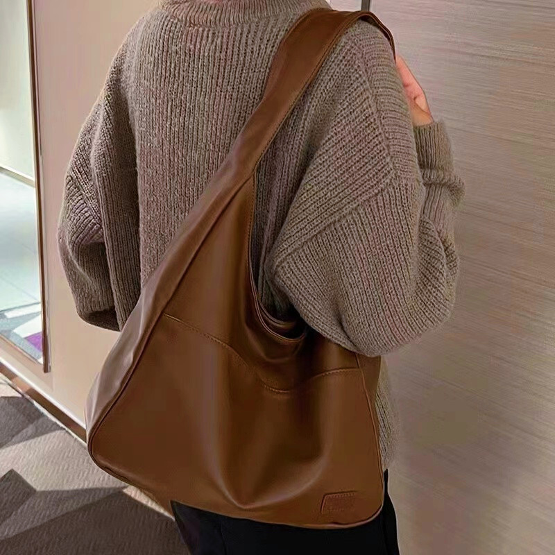 Vintage Soft Leather Large Capacity Tote Bag - Casual Versatile Shoulder Bag for College Students, 2025 Fashion Trend