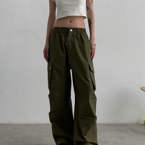 Vintage Straight Leg Cargo Pants for Men and Women - Unisex Loose Fit Trendy Outdoor Work Trousers