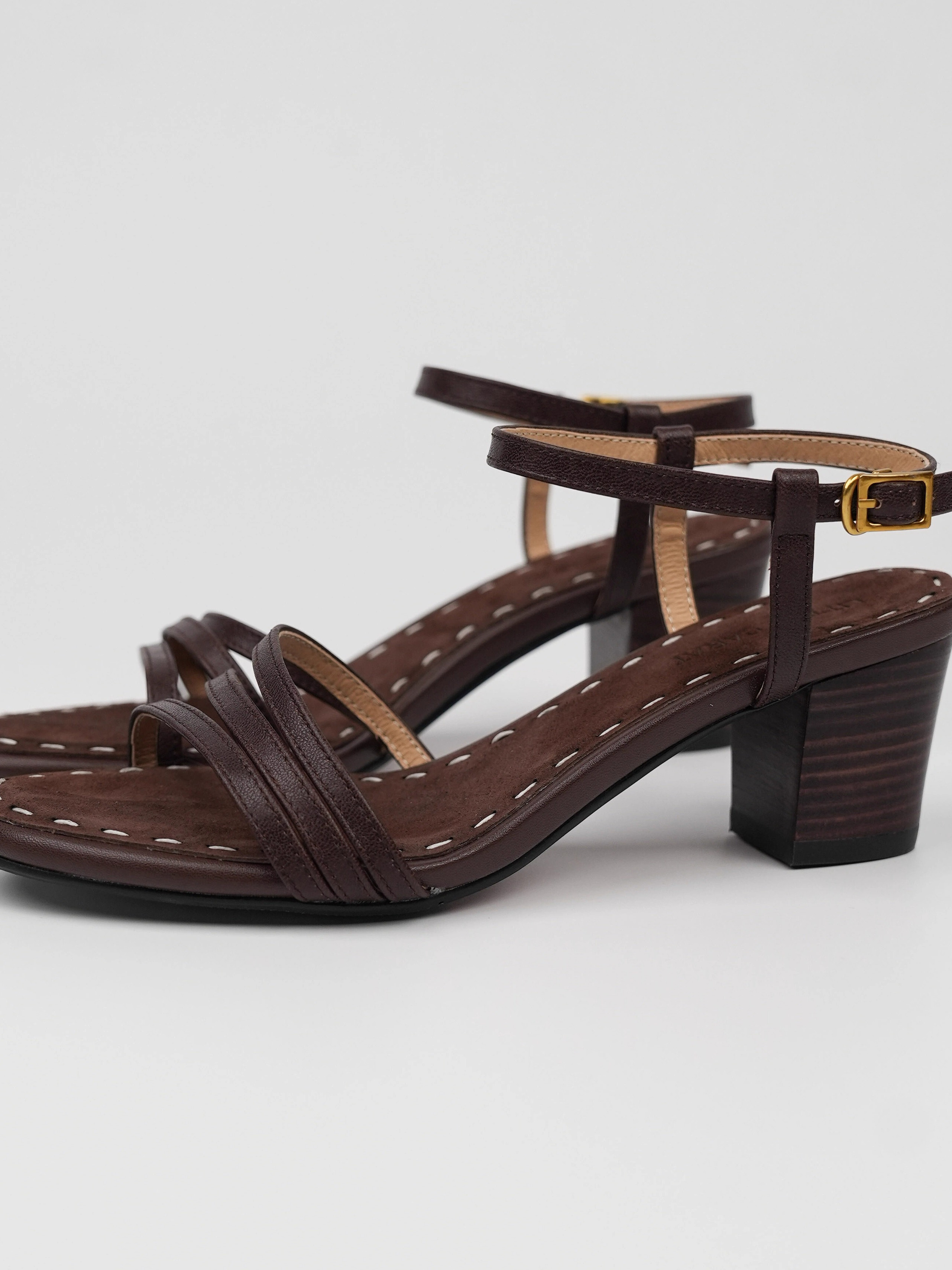Vintage-Style Open-Toe Sandals for Women, Chunky Mid-Heel Retro Shoes, Backless Summer Commuter Footwear