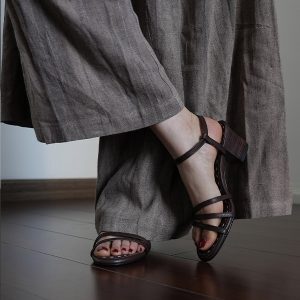 Vintage-Style Open-Toe Sandals for Women, Chunky Mid-Heel Retro Shoes, Backless Summer Commuter Footwear