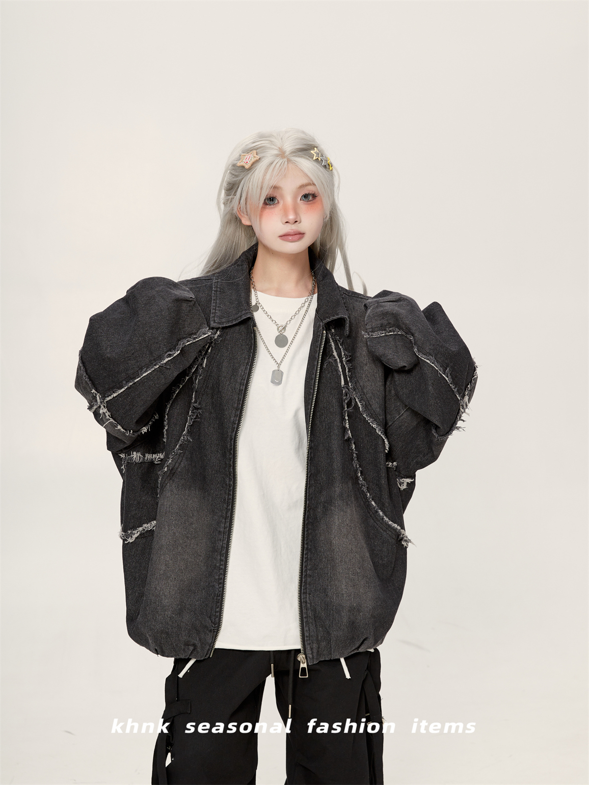 Vintage Tie-Dye Oversized Distressed Patchwork Denim Jacket for Women - Versatile Spring Autumn Outerwear with a High-End Feel
