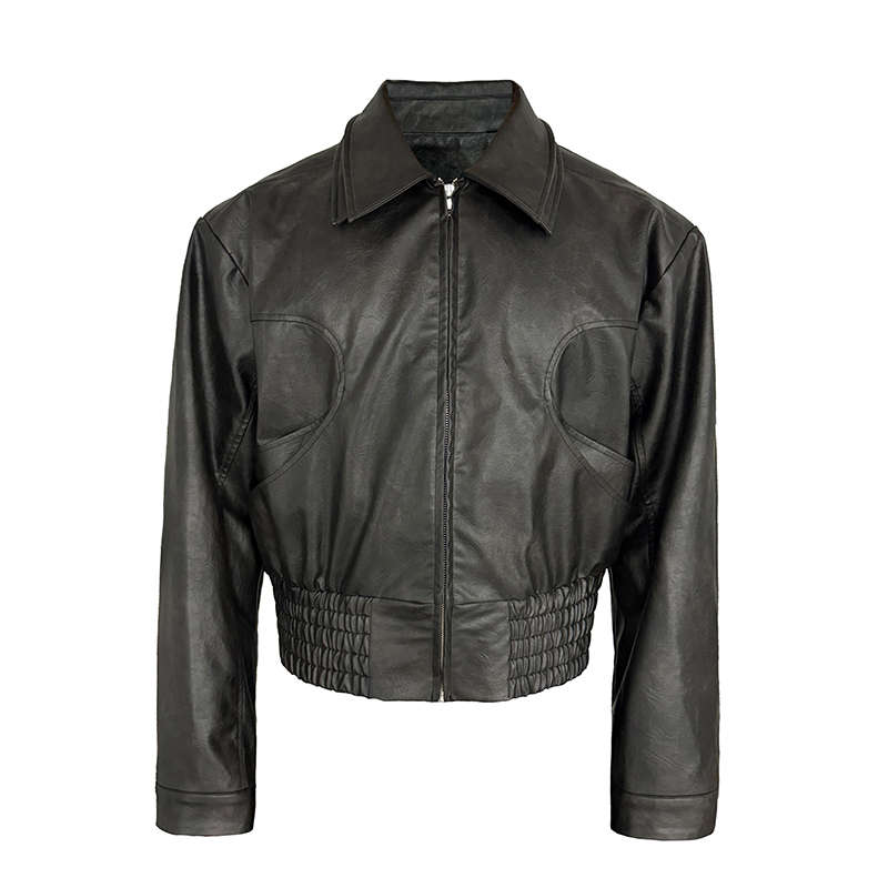 Vintage Twin Gemini Leather Jacket in Lychee Crackle - Retro 90s Inspired Fashion Outerwear