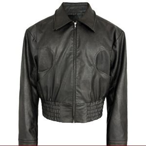 Vintage Twin Gemini Leather Jacket in Lychee Crackle - Retro 90s Inspired Fashion Outerwear