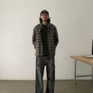 Vintage Washed Distressed Black Baggy Jeans for Unisex - Trendy 90s Inspired Loose Straight Casual Pants