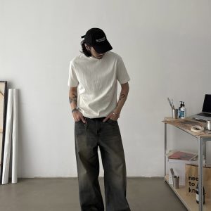 Vintage Washed Distressed Loose Straight-Leg Jeans for Men and Women - American Style Cleanfit Long Pants